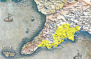 mappa-antica - production areas for the Amalfi Coast lemon